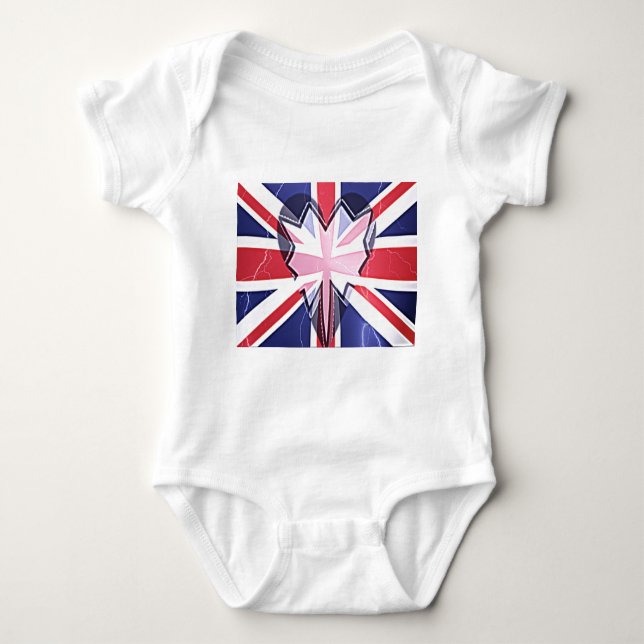 "I Love UK" Art Print Baby Bodysuit (Front)