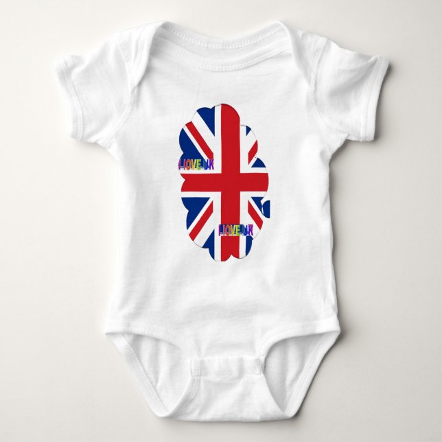 I Love UK Art Print Baby Bodysuit (Front)