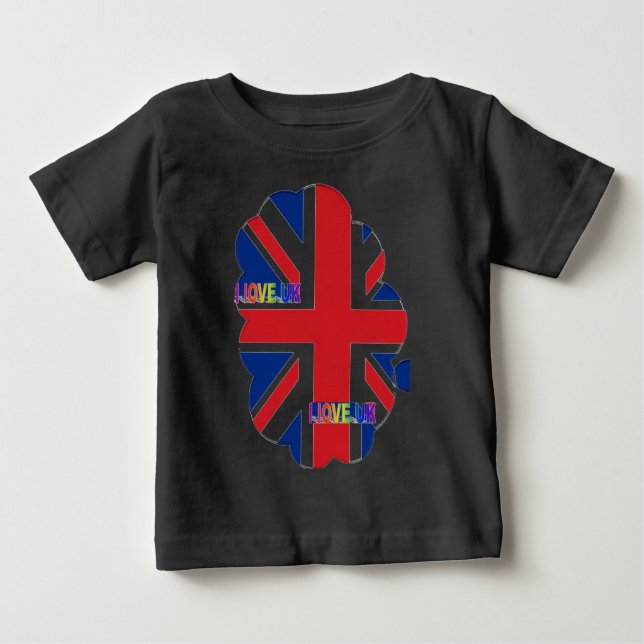 I Love UK Art Print Baby T-Shirt (Front)