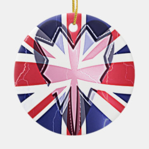 "I Love UK" Art Print Ceramic Ornament