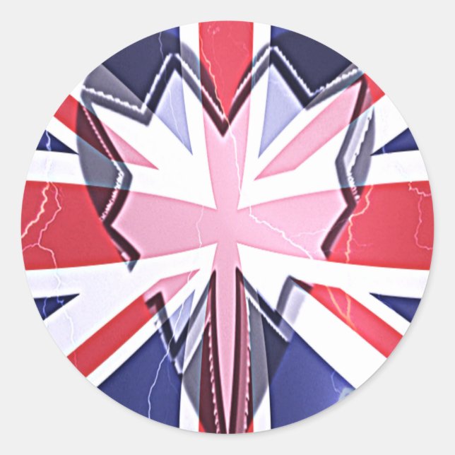 "I Love UK" Art Print Classic Round Sticker (Front)