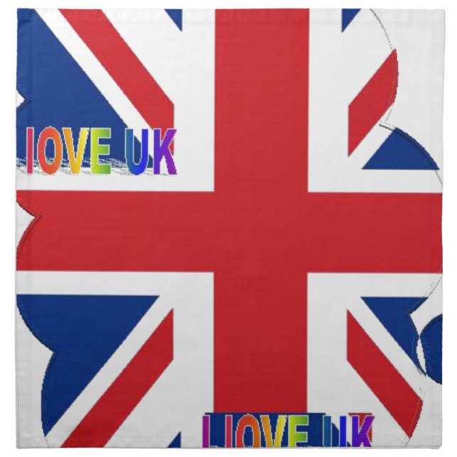 I Love UK Art Print Cloth Napkin (Front)