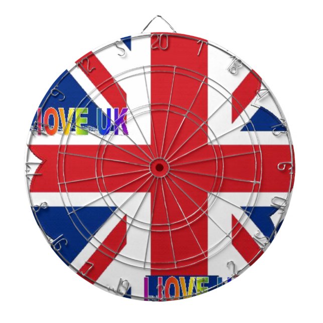 I Love UK Art Print Dartboard (Front)