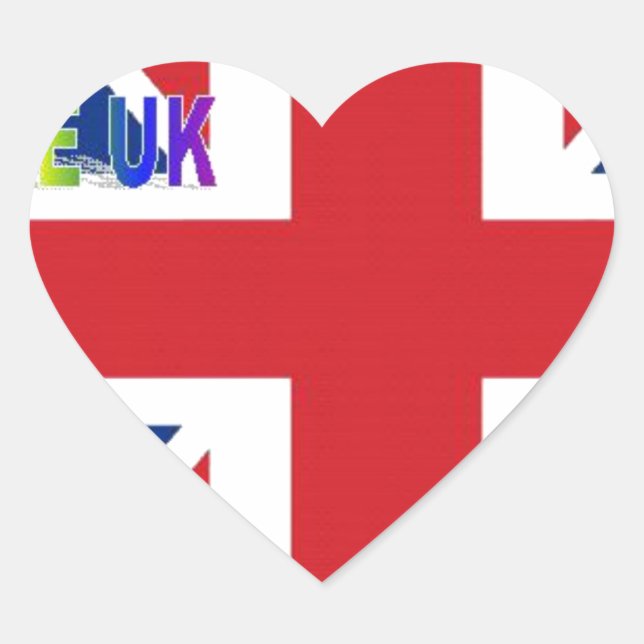 I Love UK Art Print Heart Sticker (Front)