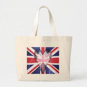 "I Love UK" Art Print Large Tote Bag