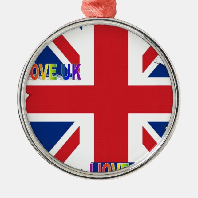 I Love UK Art Print Metal Ornament (Front)