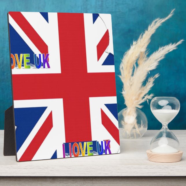I Love UK Art Print Plaque (Side)