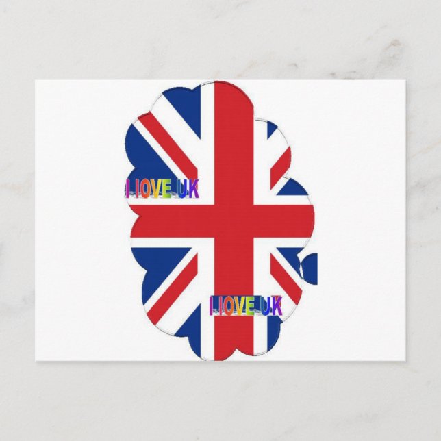 I Love UK Art Print Postcard (Front)