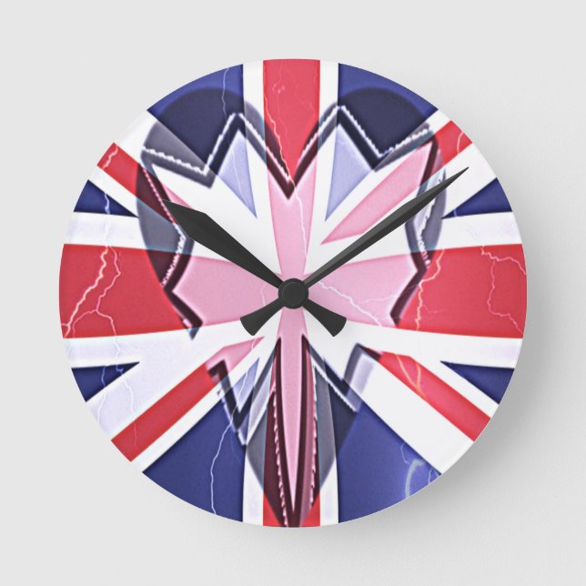 "I Love UK" Art Print Round Clock (Front)