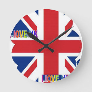 I Love UK Art Print Round Clock