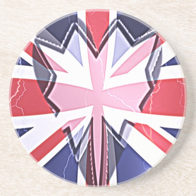 "I Love UK" Art Print Sandstone Coaster (Front)