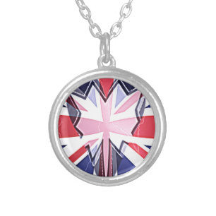 "I Love UK" Art Print Silver Plated Necklace
