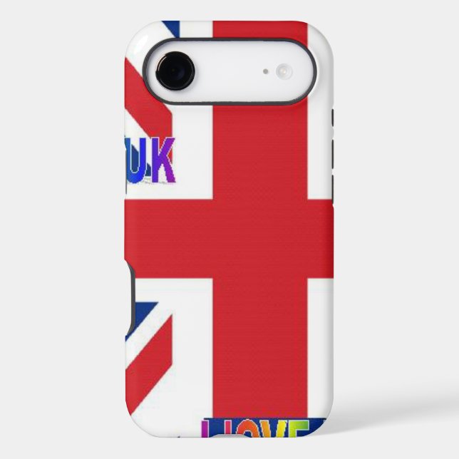 I Love UK | Fluffy Cloud & Union Jack Art Print   Case-Mate iPhone Case (Back)