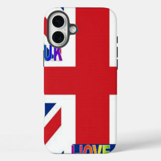 I Love UK | Fluffy Cloud & Union Jack Art Print iPhone 16 Plus Case