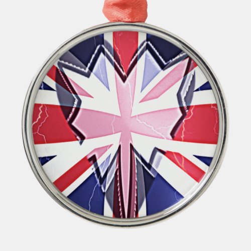 I Love UK Metal Ornament