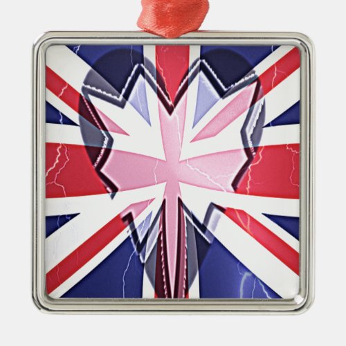 I Love UK Metal Ornament