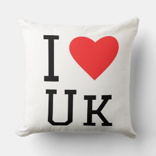I love uk square sticker throw pillow