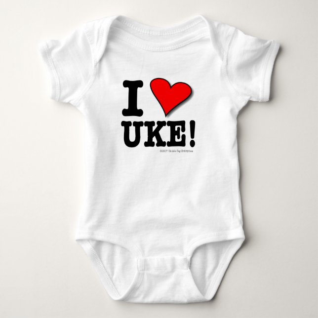 I Love UKE Baby T Baby Bodysuit (Front)
