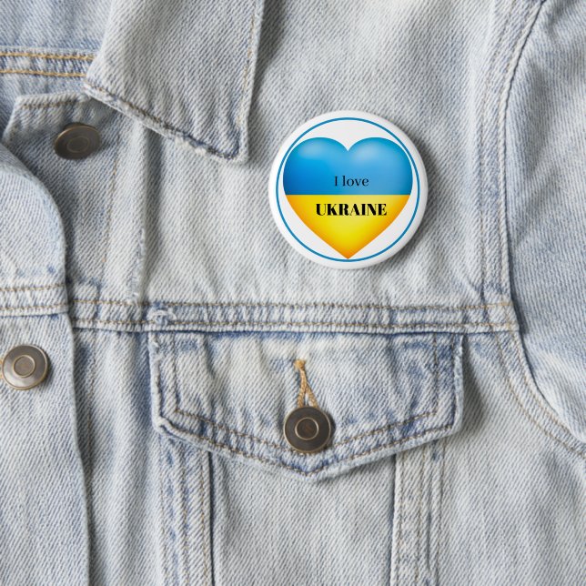 I love Ukraine Blue Yellow Pin Button  (In Situ)