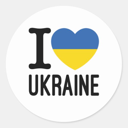 I Love Ukraine Heart Ukrainian Flag Classic Round Sticker