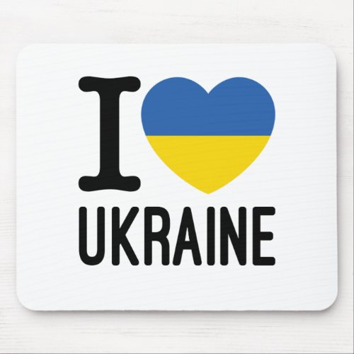 I Love Ukraine Heart Ukrainian Flag Mouse Pad
