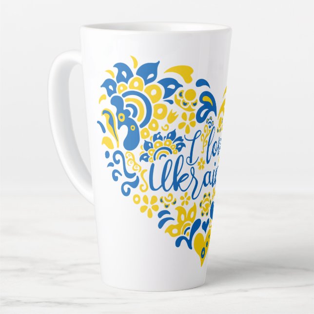 I love Ukraine inspirational quote heart  Latte Mug (Left Angle)