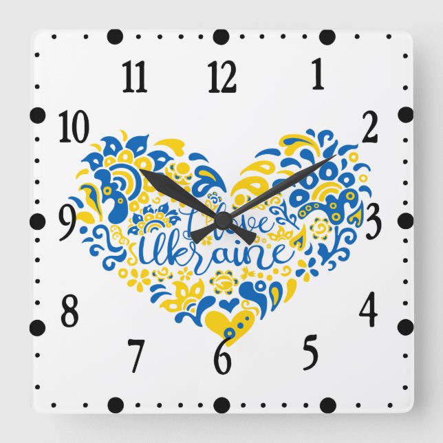 I love Ukraine inspirational quote heart Square Wall Clock (Front)