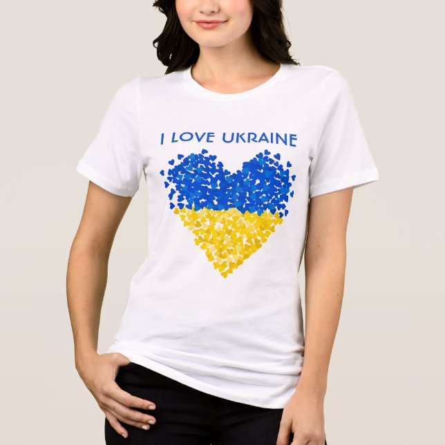 I love Ukraine. Ukraine Support.  Tri-Blend Shirt (Front)