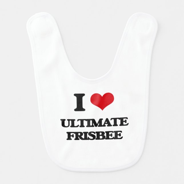 I Love Ultimate Frisbee Baby Bib (Front)
