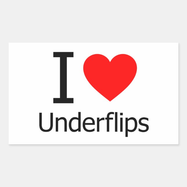 I Love Underflips Rectangular Sticker (Front)