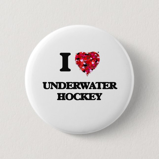 I Love Underwater Hockey Button (Front)