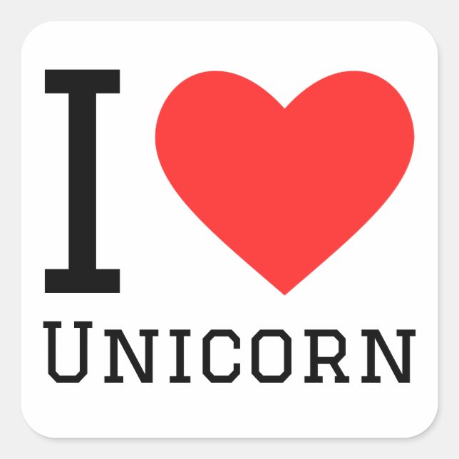 I love unicorn square sticker (Front)