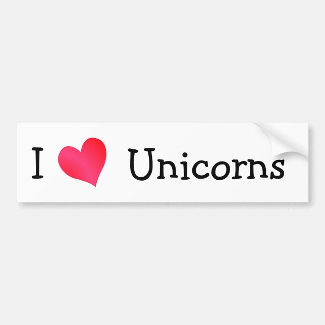 I Love Unicorns Bumper Sticker (Front)