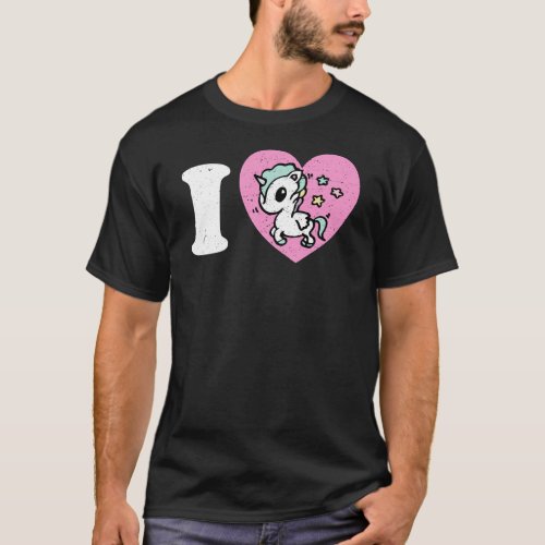 I Love Unicorns Heart Cute Funny Cool Magical for  T_Shirt