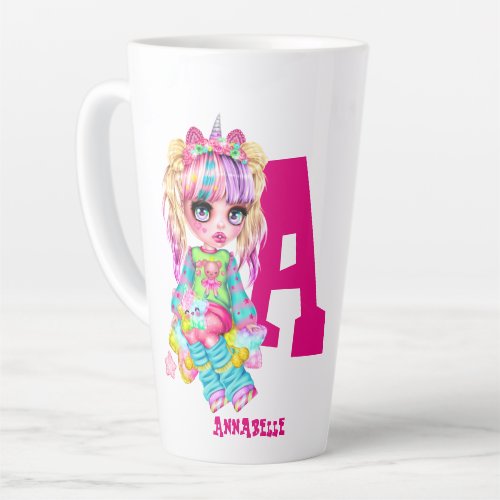 I Love Unicorns Kawaii Chibi Girl Named Gift Latte Mug