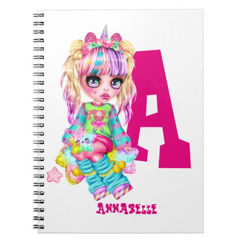 I Love Unicorns Kawaii Chibi Girl Named Gift Notebook