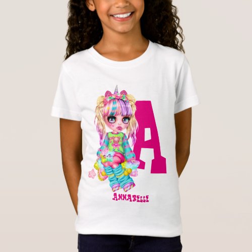 I Love Unicorns Kawaii Chibi Girl Named Gift T_Shirt