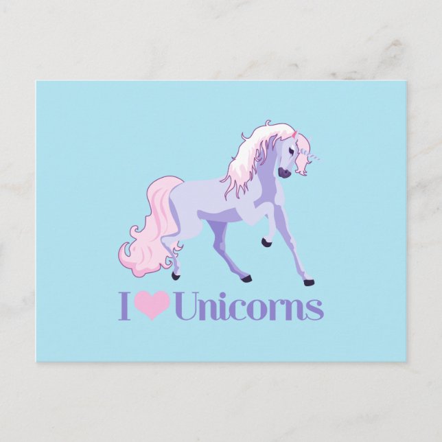 I Love Unicorns Postcard (Front)