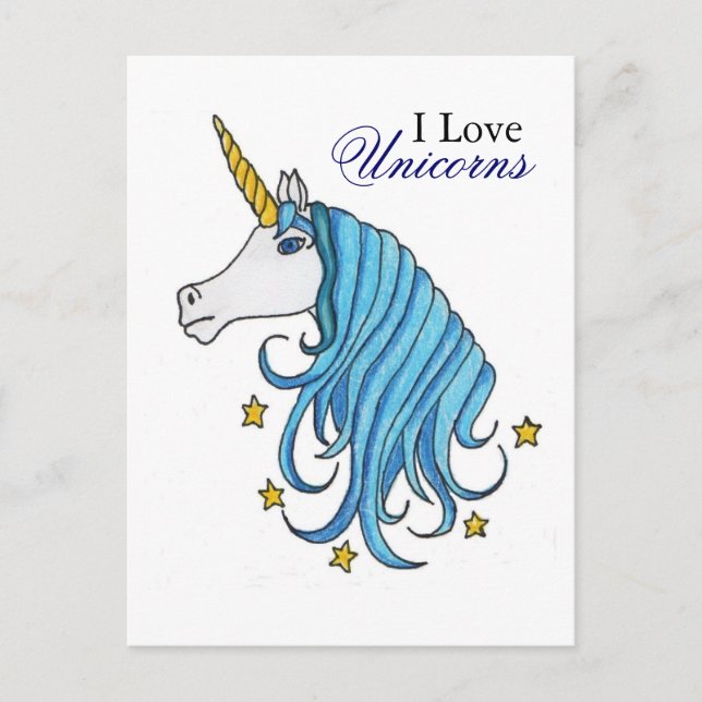 I Love Unicorns Postcard (Front)