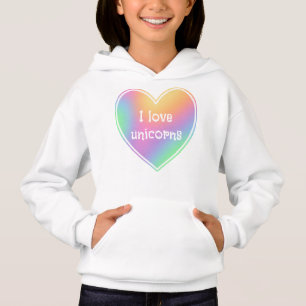 I Love Unicorns Rainbow Heart Girls' Hoodie