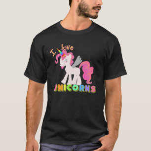 I LOVE UNICORNS SHIRT! Cute Unicorn Shirt! BLACK T-Shirt