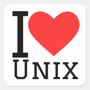 I love Unix Square Sticker