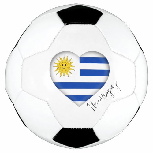 I Love Uruguay Flag Colors Heart Soccer Ball