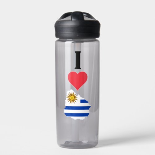 I Love Uruguay I Heart Uruguayan National Flag Map Water Bottle