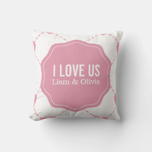 I Love Us Couples' Pink Hearts Pillow