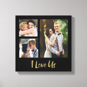 I Love Us Gold Script Wedding Canvas