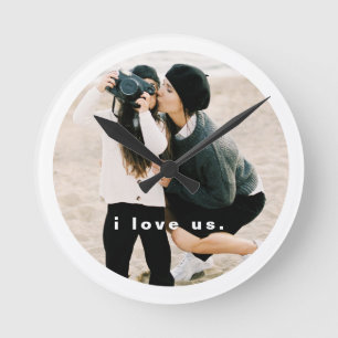 I Love Us Modern Family Photo Keepsake Round Clock