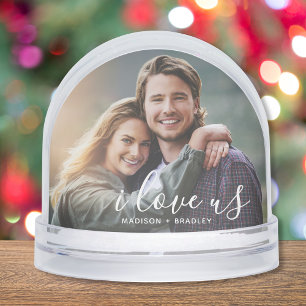 I Love Us Romantic Couple Photo Snow Globe