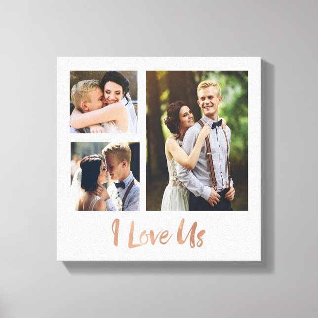 I Love Us Rose Gold Script Wedding Canvas Print (Front)