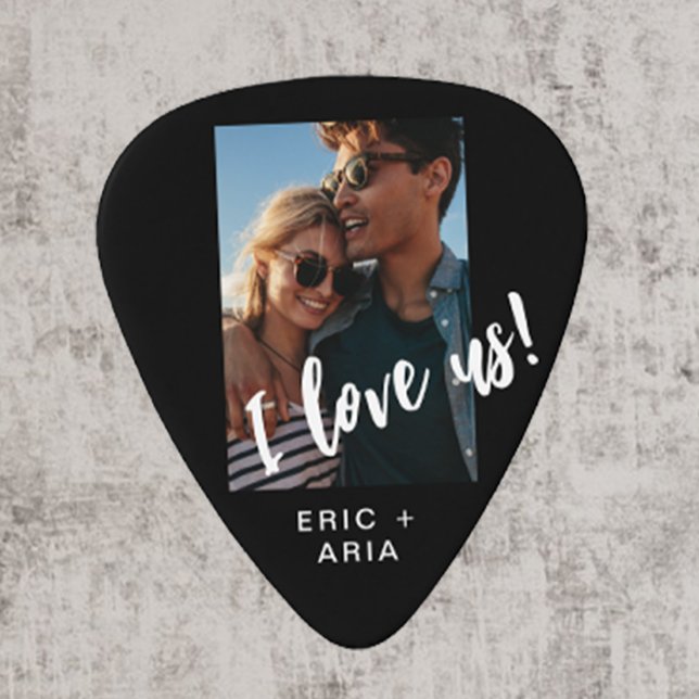 I love us Script Names and Photo Black Guitar Pick (Creator Uploaded)